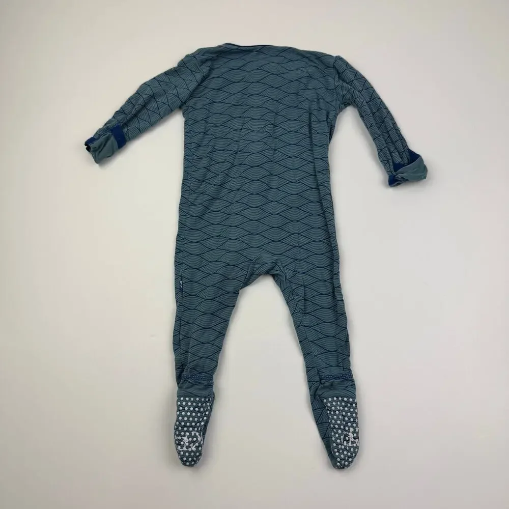 Kickee Pants Bamboo Blue Zip Footie Pajamas, Size 3/6m - Picture 5 of 5